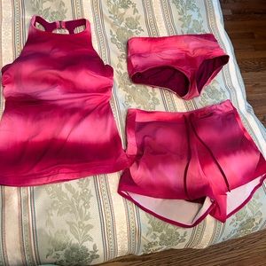 Athleta new pink tankini shorts bathing suit Maldives 34D 34DD swimsuit m